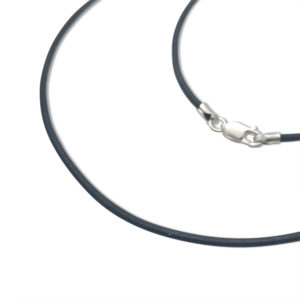 Black leather cord chain for artwork pendant, modern young look for your drawing on silver