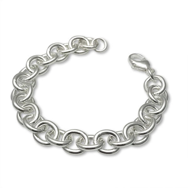 bracelet cable chain heavy, solid sterling silver, perfect chain to collect charms made from your kids art and drawings