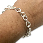 Cable chain bracelet sterling silver solid on wrist, heavy nice feeling and fits many charms of your choice