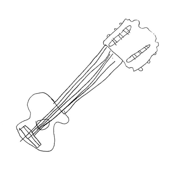silver book mark guitarr drawing, kids art piece tranformed into a useful gift for parents