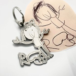 Toddler portrait with written name as a key chain for Dad