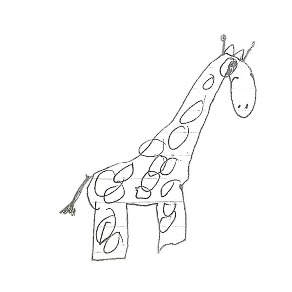 titanium keychain giraffe drawing that has been replicad into titanium for a durable key chain