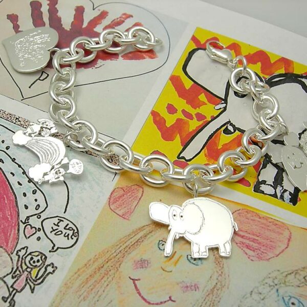 drawings on charm bracelet for Mothers day