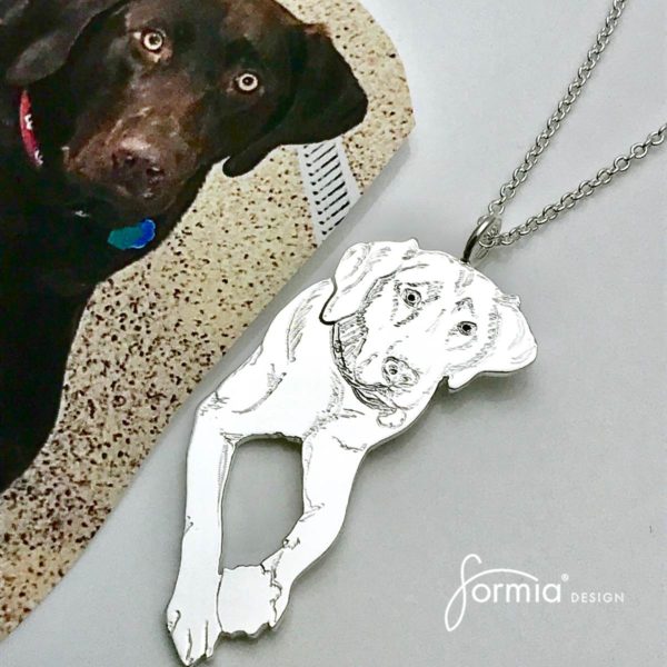 pet photo pendant lab with ball and front legs