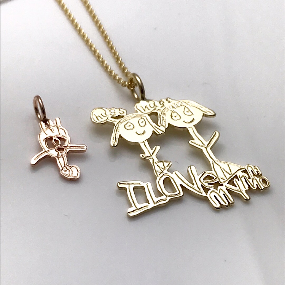 1 inch and half inch size difference in gold charm after your art