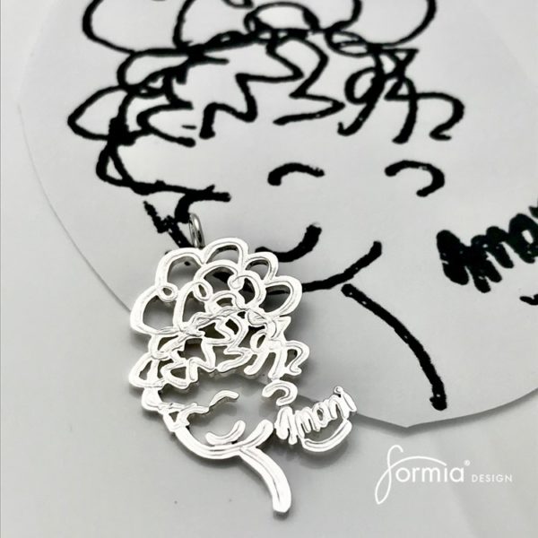 artwork pendant cut out detailed woman with curly hair