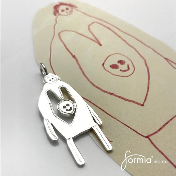 artwork pendant drawing of mommy with baby in belly