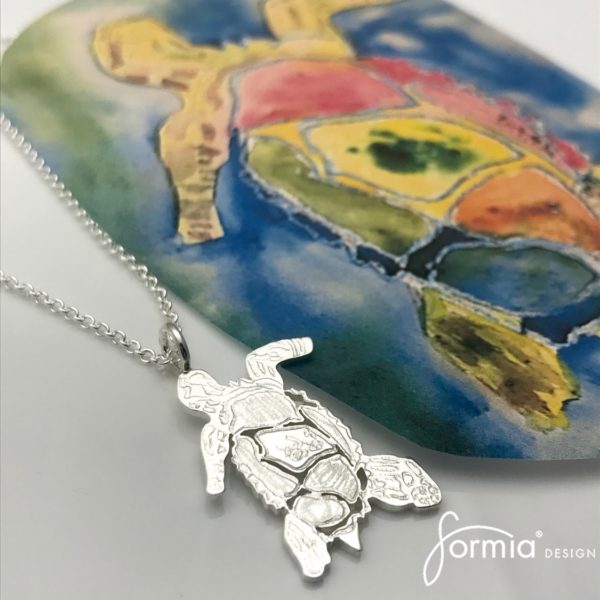 turtle artwork pendant silver from painting