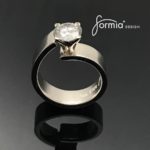 Unlined Classic Moissanite Ring perfectly uncentered in a classy and elegant style, a ring design to desire