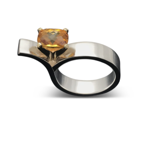 Asymmetrical Yellow Citrine Ring, Stunning and eye catching statement ring for the modern woman who LOVES the attention these rings brings to the wearer!