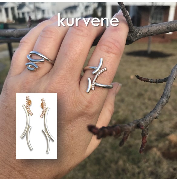 Balanced jewelry, Kurvene fine jewelry collection with solid silver and gold wires creating a modern stylish appearance in style for women