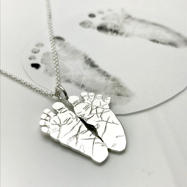 Baby foot print necklace for new mom