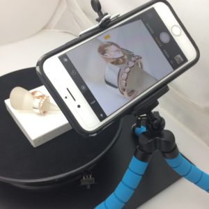 Jewelry photo booth set up to take daily images of work created by Formia Design, each piece carefully made by hand!