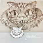 super job cat face small pendant after detailed pencil drawing