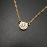 Textured disc pendant necklace in gold and diamond, redesign using your own gold and gemstones