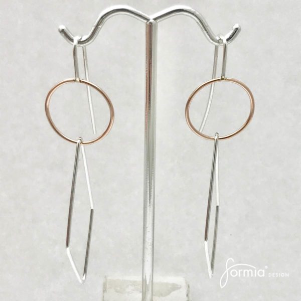 Dangle earrings rhombus earrings geometry shape silver and rose gold