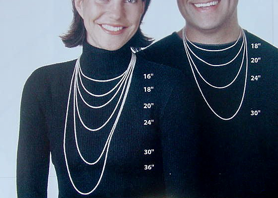 Jewelry sizing charts man & woman necklace sizing