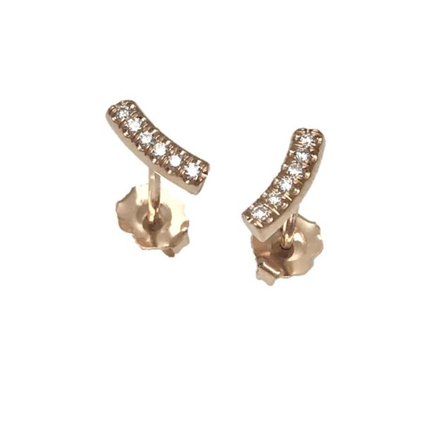 Kurvene diamond stud earrings 14k rose gold micro bead set brilliant cut diamonds