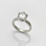 Large diamond in simple engagement ring, 6 prong setting