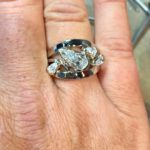 Pear drop cut diamonds in creative wedding ring design