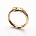 ouroboros ring in solid 14k yellow gold, custom handcarved and casted