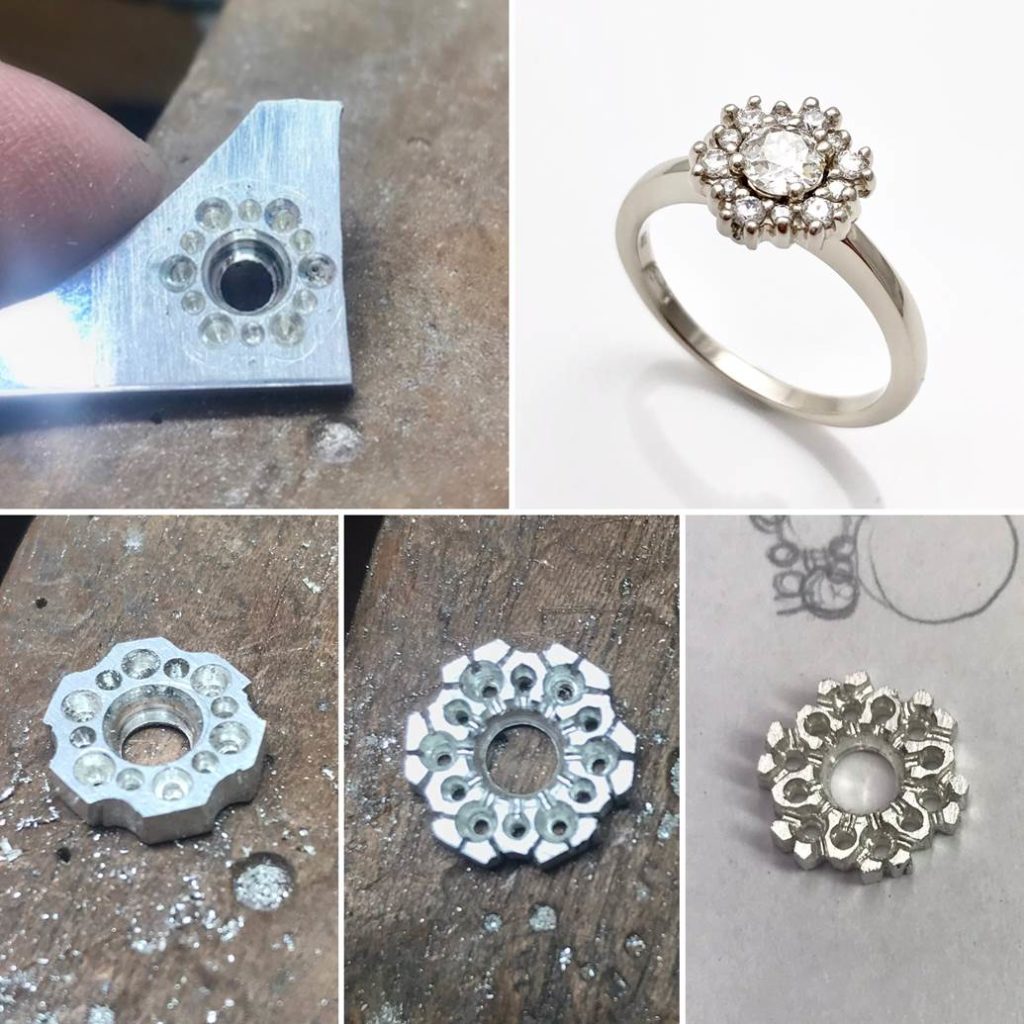 hand fabricated engagement ring, diamond ring made by hand