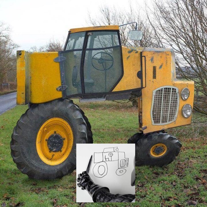 my dads tractor , kids version of reality