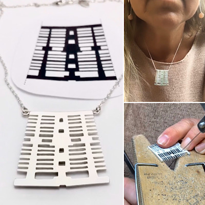 Architecturally cool necklace, handmade from your drawing