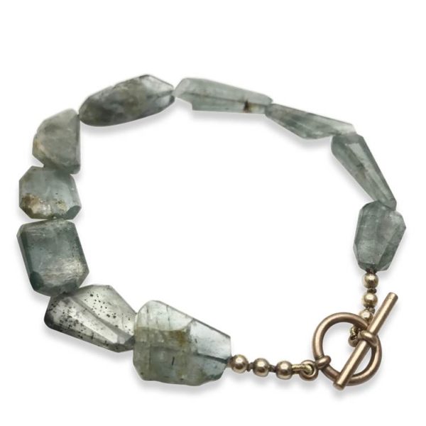 Moss Aquamarine bracelet bronze clasp