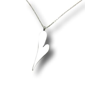 Simple heart Necklace, slender heart design on a chain