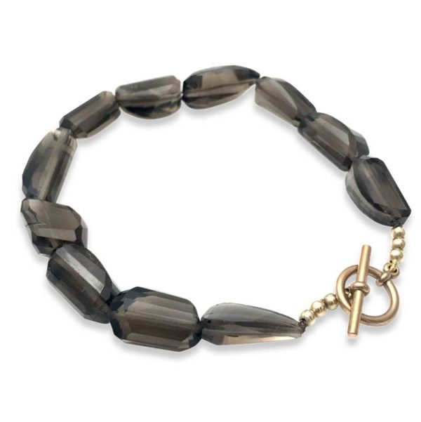 Smokey Quartz bracelet bronze clasp