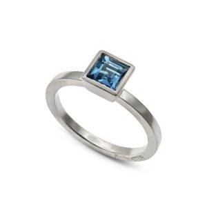 Blue Topaz Square stack ring for the deep blue color lover