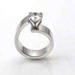 Eye catching ring for the sophisticated woman. Unlined classic ring in platinum with diamond