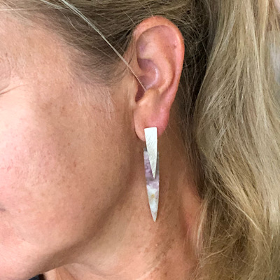 Tourmaline Quartz earrings with sterling silver Bold sharp design