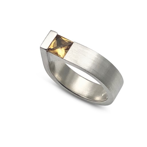Square edge ring yellow topaz, perfectly handmade for you