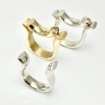Bridged ring collection, ghandmade solid silver and gold rings