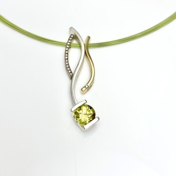 Combination pendants in Lemon, yellow and green theme. Silver gold and gemstones