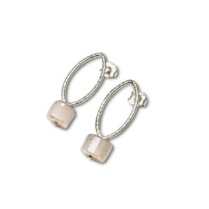 Contessa Pink Earring, facetted Hexagon Mystic Moonstone