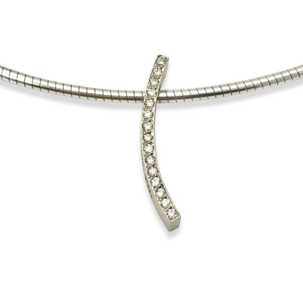 Diamond curve pendant small, bead set small diamonds to add sparkle