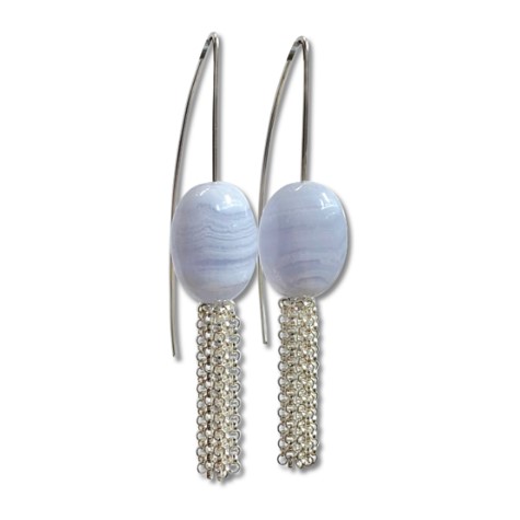 Lace agate tassel earring