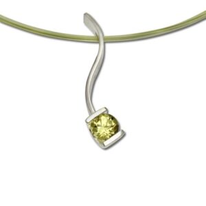 Lemon Quartz Serpentine pendant, amazing lemon geen color gemstone in simple design necklace