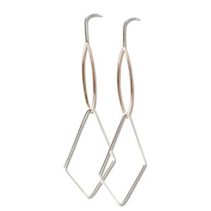 Marquise earring dangle 14k rose gold and sterling silver light weight earring dangle