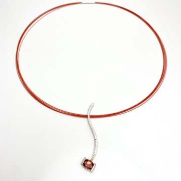Mystic topaz necklace with matching orange color neck wire