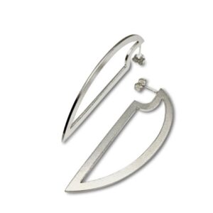 Outline cutting edge earrings, in the simplest shape of a half oval, silver earrings
