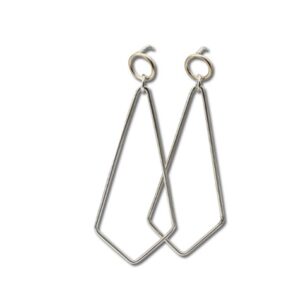 Small circle Rhombus earring in gold and silver, handmade