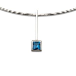 Square blue simple pendant, Blue topaz straight design for combination pendants