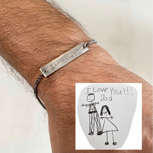 Custom engraved bracelet with actual handwriting