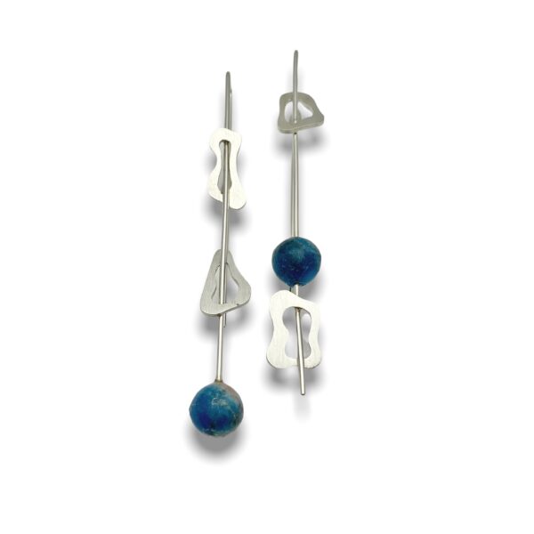 Divergent apatite dangle earring, Not one is created equal from one side to the other. Comfortable long dangle earrings in sterling silver