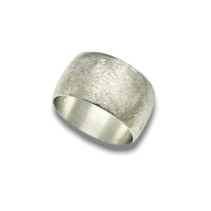 Frosty silver band , wide silver ring with interesting finish