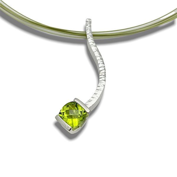 Cushion peridot serpentine pendant , green peridot august birthstone